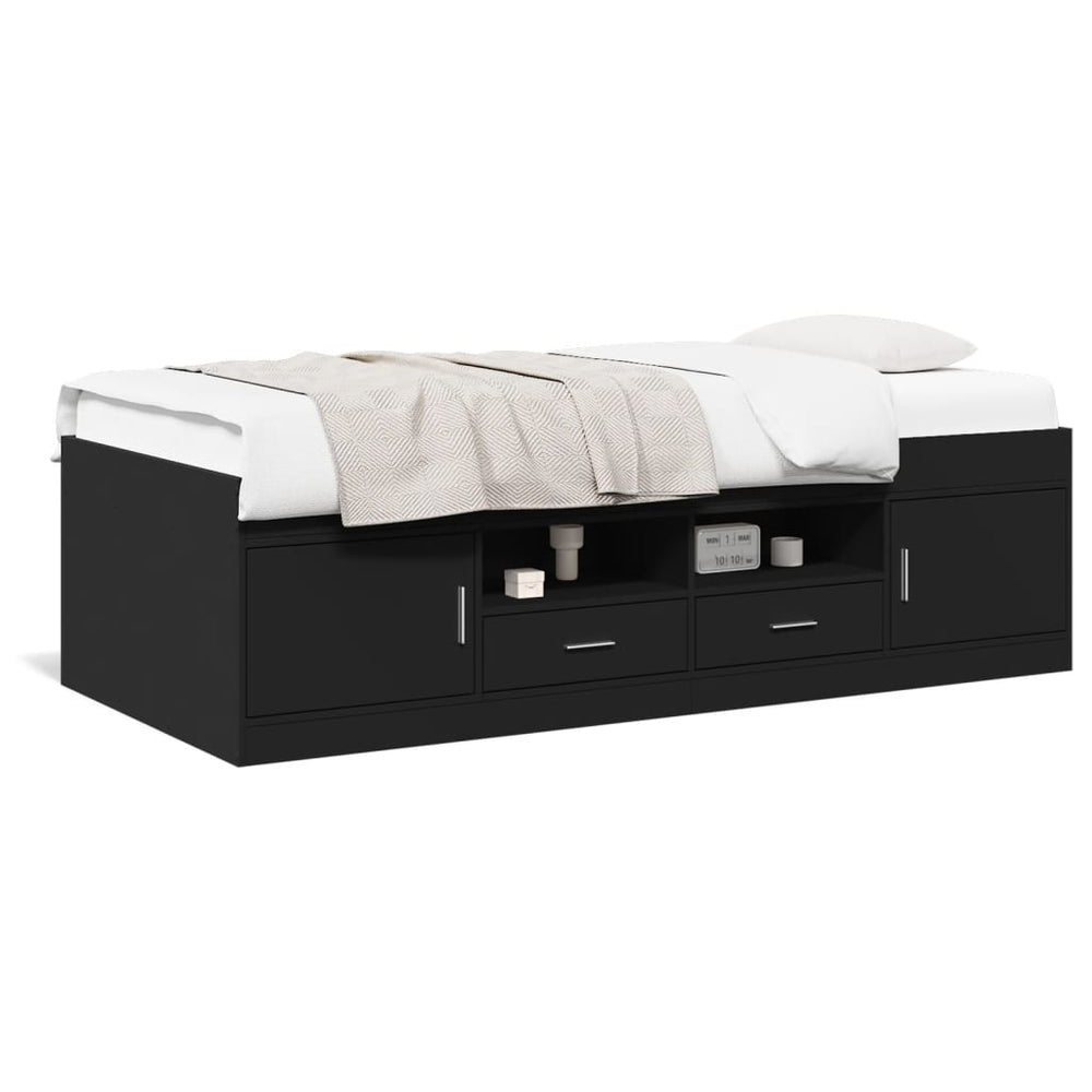 Tagesbett mit Schubladen Schwarz 90x190 cm