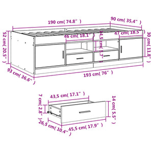 Tagesbett mit Schubladen 90x190 cm Grau Sonoma