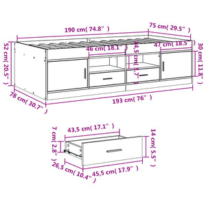 Tagesbett mit Schubladen 75x190 cm Weiß