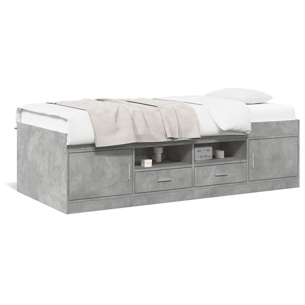 Tagesbett mit Schubladen 75x190 cm Betongrau