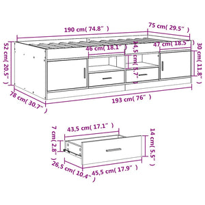 Tagesbett mit Schubladen 75x190 cm Betongrau