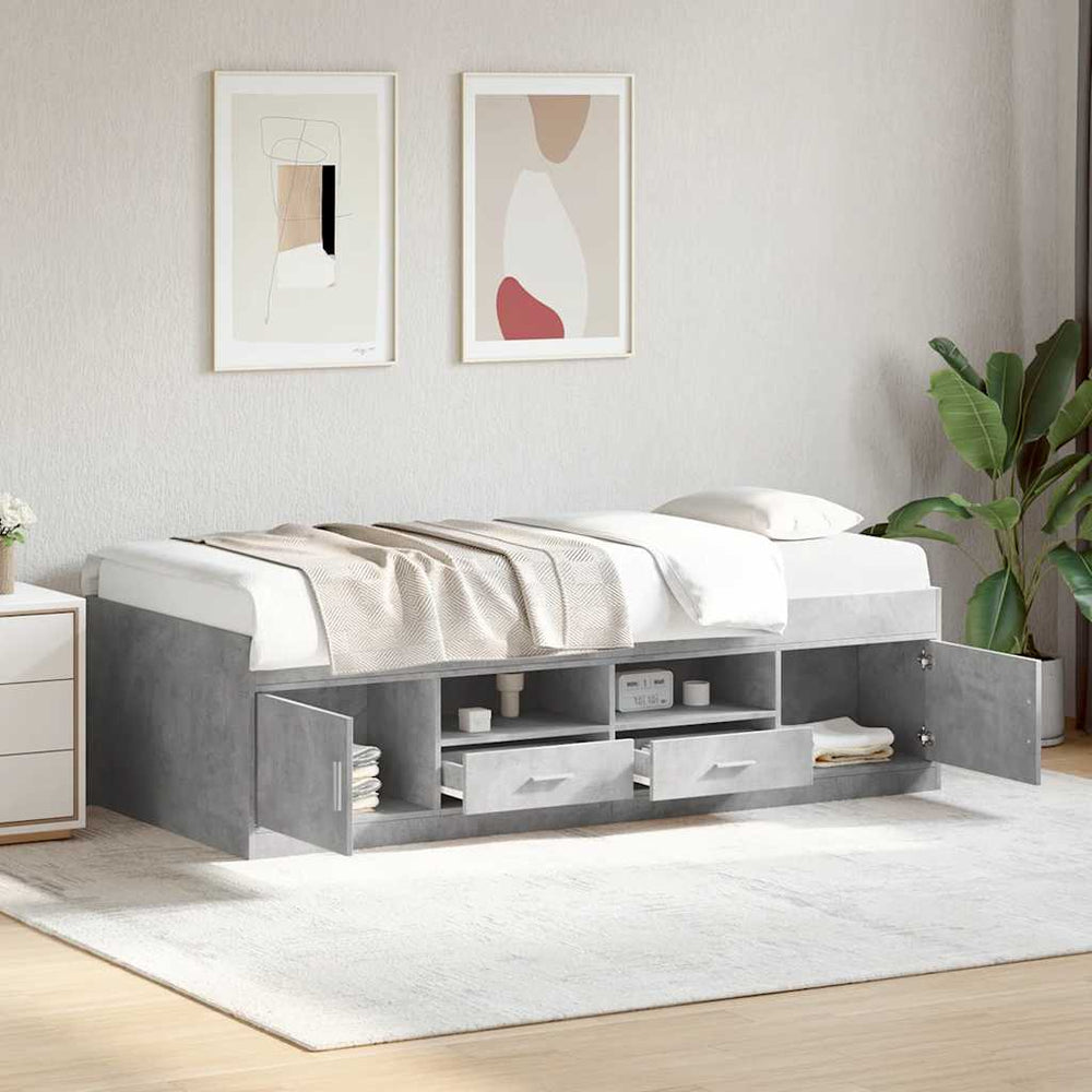 Tagesbett mit Schubladen 75x190 cm Betongrau
