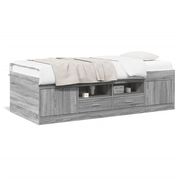 Tagesbett mit Schubladen 75x190 cm Grau Sonoma