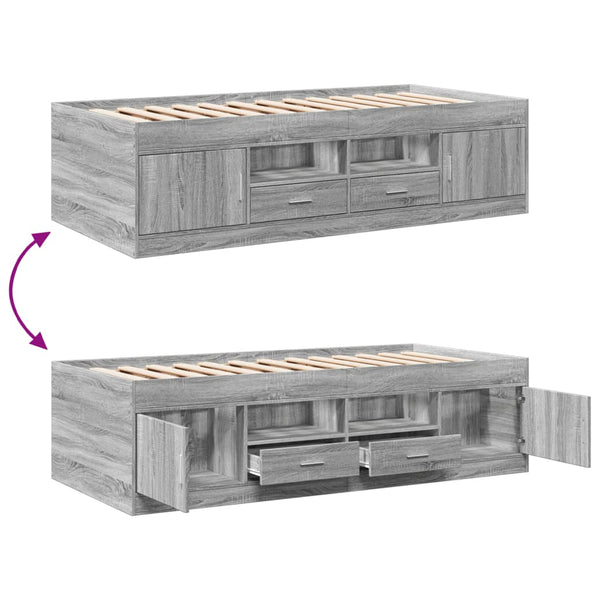 Tagesbett mit Schubladen 75x190 cm Grau Sonoma