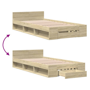 Bettgestell Sonoma Eiche 90x190 cm mit Schublade