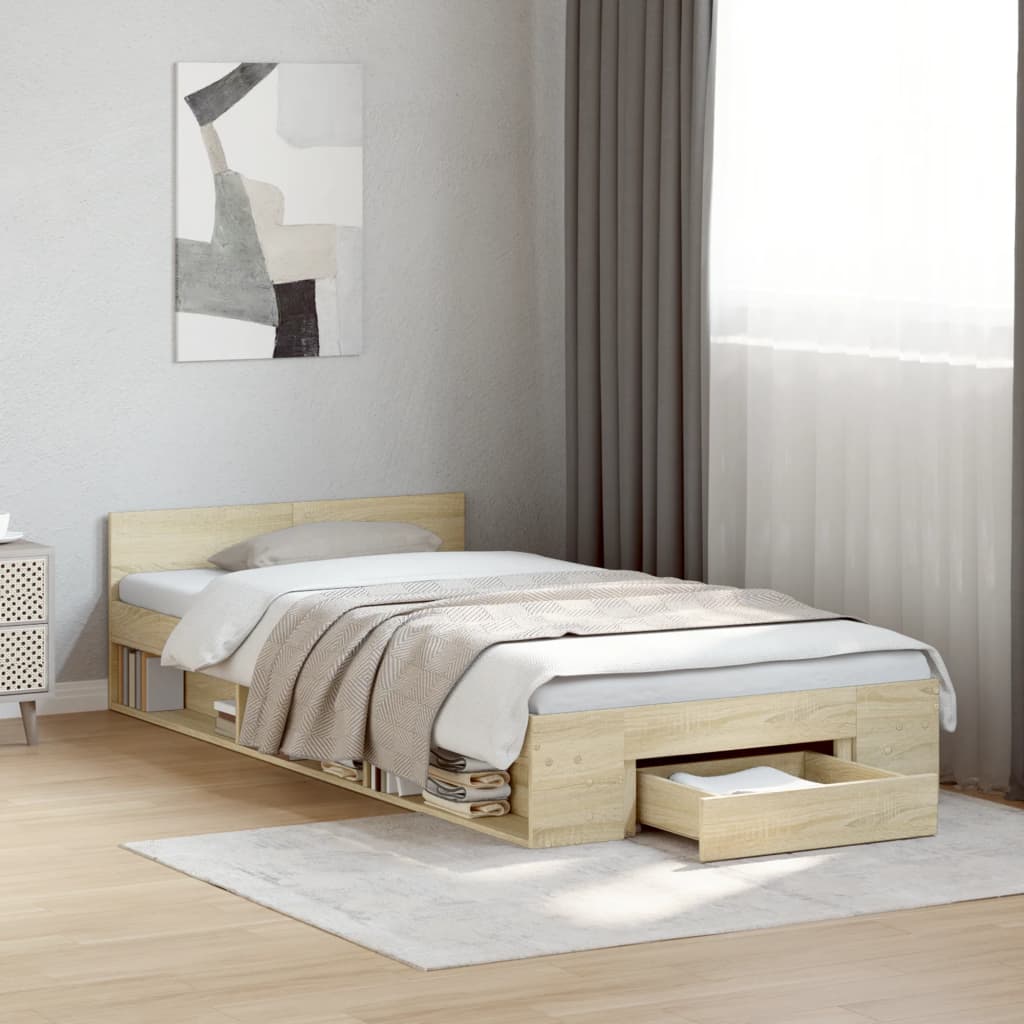 Bettgestell Sonoma Eiche 90x190 cm mit Schublade
