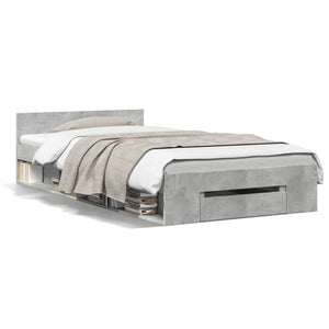 Bettgestell mit Schublade Betongrau 90x190 cm