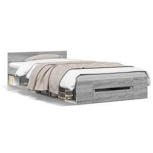 Bettgestell mit Schublade Grau 90x190 cm