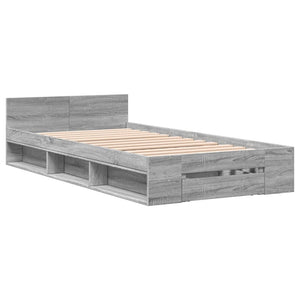 Bettgestell mit Schublade Grau 90x190 cm