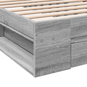 Bettgestell mit Schublade Grau 90x190 cm