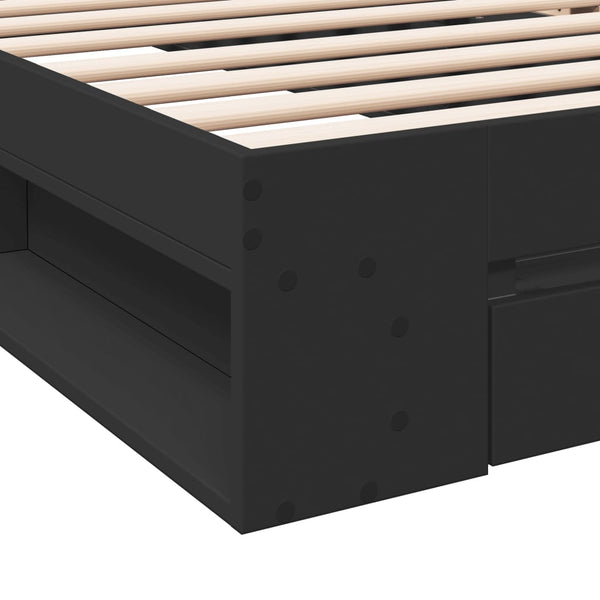 Bettgestell Schwarz 100x200 cm mit Schublade