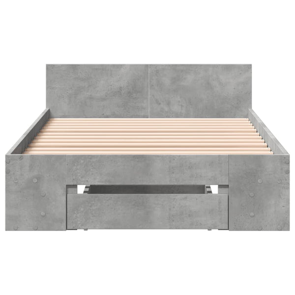 Bettgestell mit Schublade 100x200 cm Betongrau