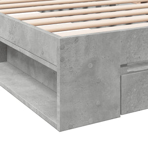 Bettgestell mit Schublade 100x200 cm Betongrau