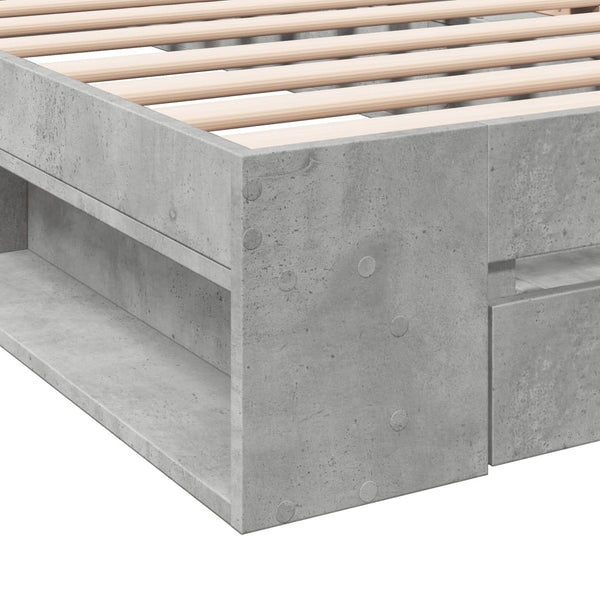 Bettgestell mit Schublade 100x200 cm Betongrau