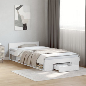 Bettgestell Weiß mit Schublade 90x200 cm