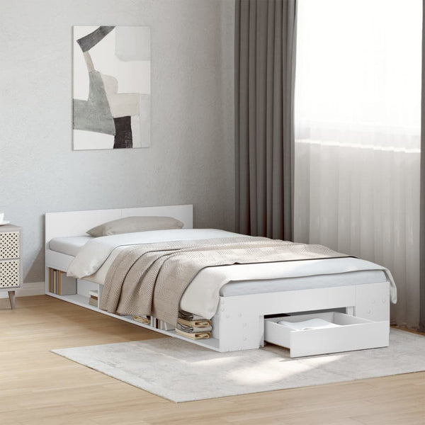 Bettgestell Weiß mit Schublade 90x200 cm