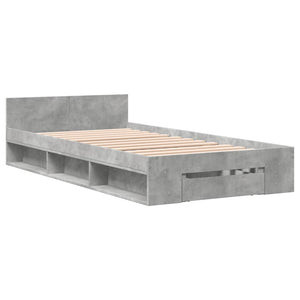 Bettgestell mit Schublade Betongrau 90x200 cm