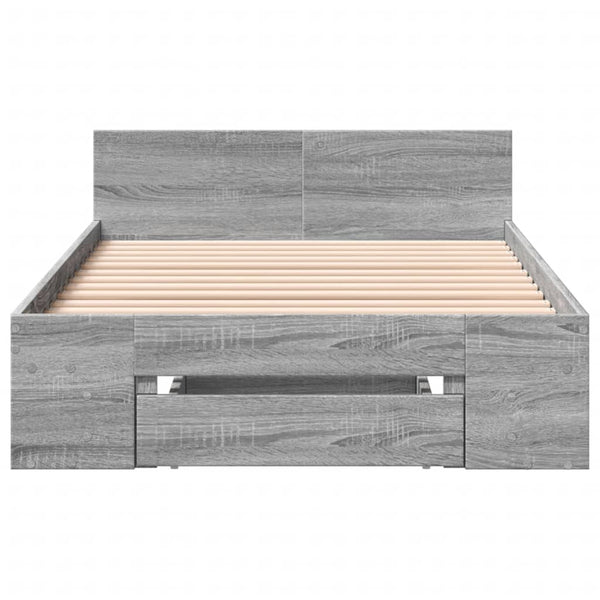 Bettgestell Sonoma Grau 90x200 cm mit Schublade