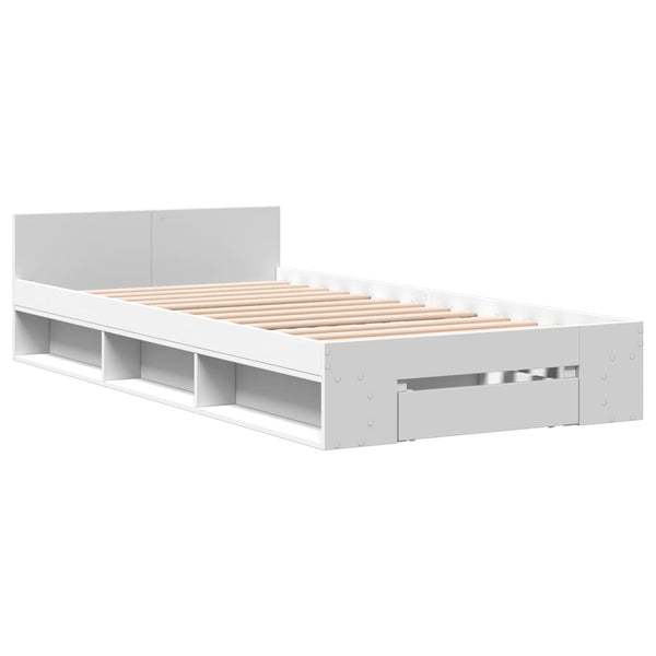 Bettgestell Weiß 75x190 cm mit Schublade