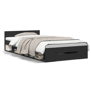 Bettgestell Schwarz mit Schublade 75x190 cm