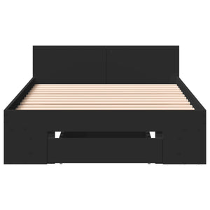 Bettgestell Schwarz mit Schublade 75x190 cm