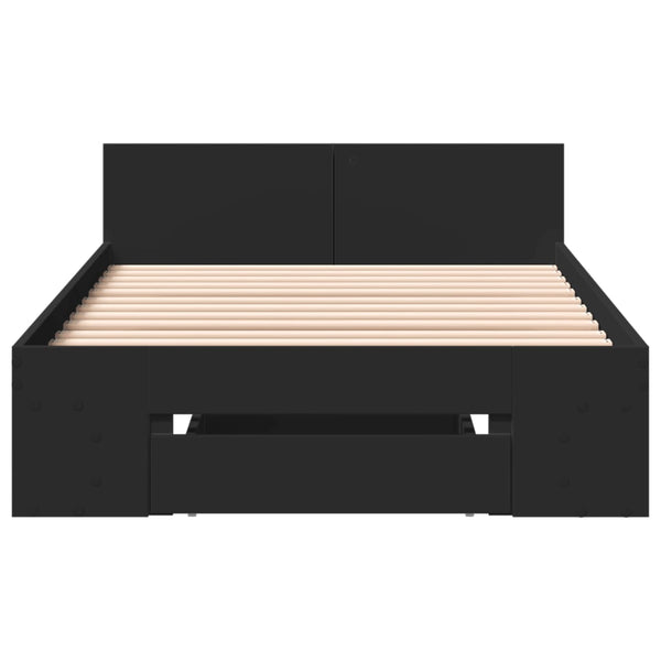 Bettgestell Schwarz mit Schublade 75x190 cm