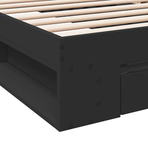 Bettgestell Schwarz mit Schublade 75x190 cm