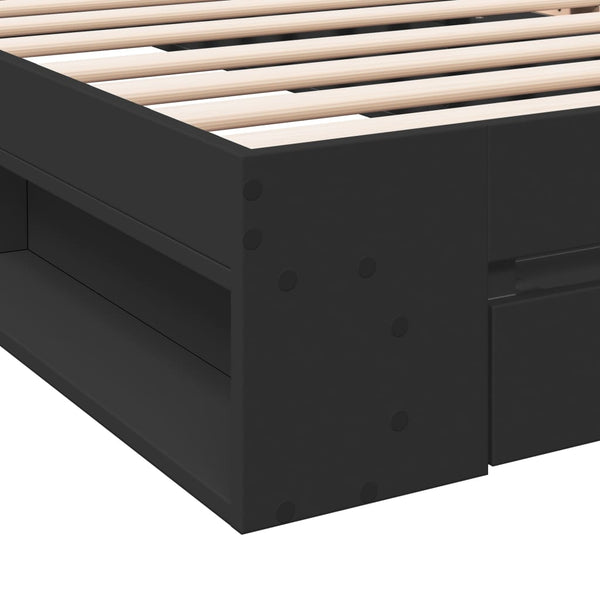 Bettgestell Schwarz mit Schublade 75x190 cm