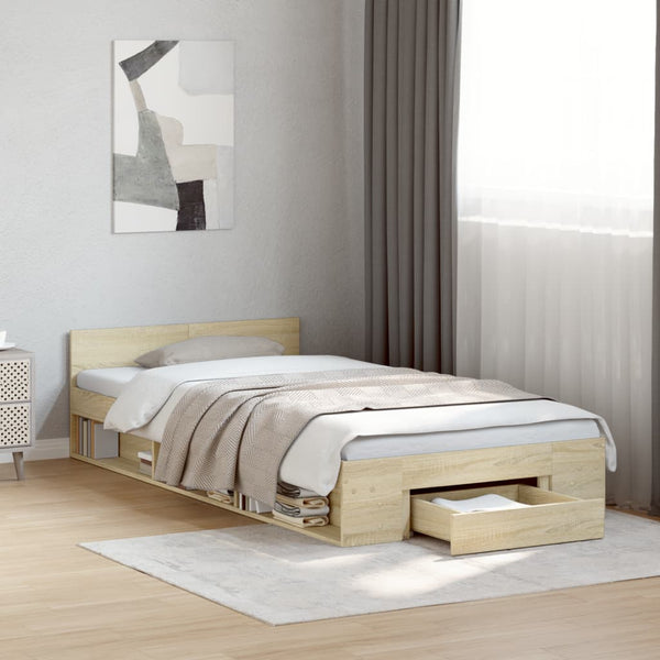 Bettgestell Sonoma-Eiche 75x190 cm mit Schublade