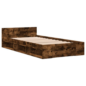 Bettgestell Räuchereiche 75x190 cm mit Schublade