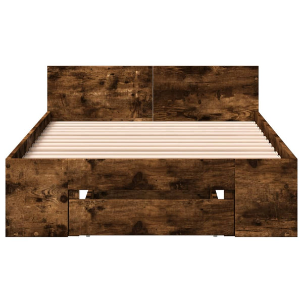 Bettgestell Räuchereiche 75x190 cm mit Schublade