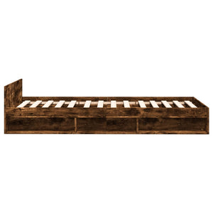 Bettgestell Räuchereiche 75x190 cm mit Schublade