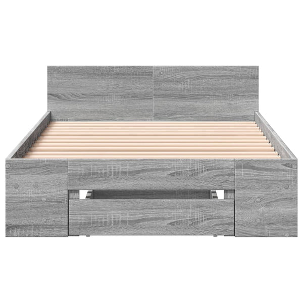 Bettgestell 75x190 cm mit Schublade Grau