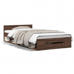 Bettgestell mit Schublade 75x190 cm Braun Eiche