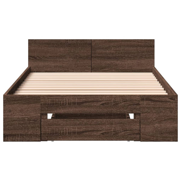 Bettgestell mit Schublade 75x190 cm Braun Eiche