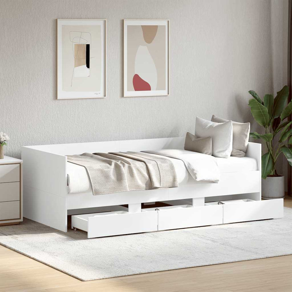 Tagesbett Weiß 90x200 cm mit Schubladen