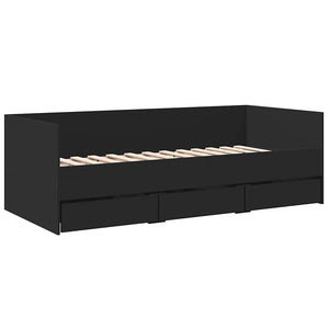 Tagesbett mit Schubladen Schwarz 90x200 cm