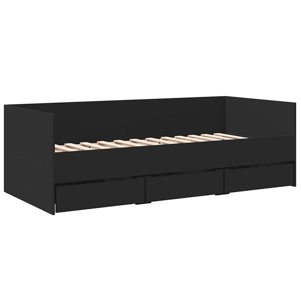 Tagesbett mit Schubladen Schwarz 90x200 cm