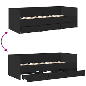 Tagesbett mit Schubladen Schwarz 90x200 cm