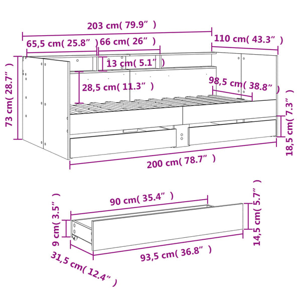 Tagesbett mit Schubladen 100x200 cm