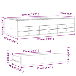 Tagesbett mit Schubladen 90x200 cm