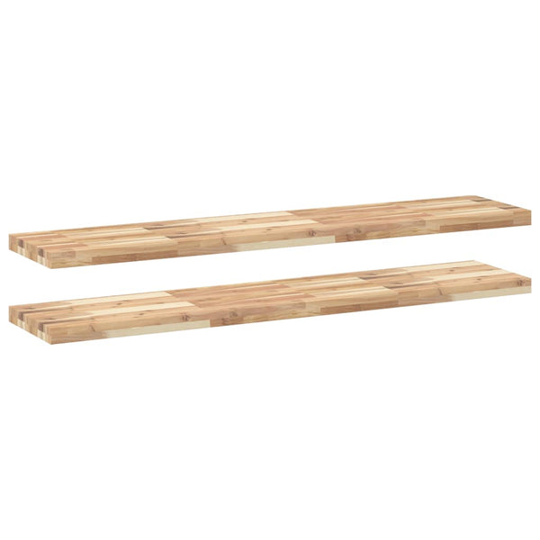 Akazie Massivholz Schweberegale, 120cm, 2er Set