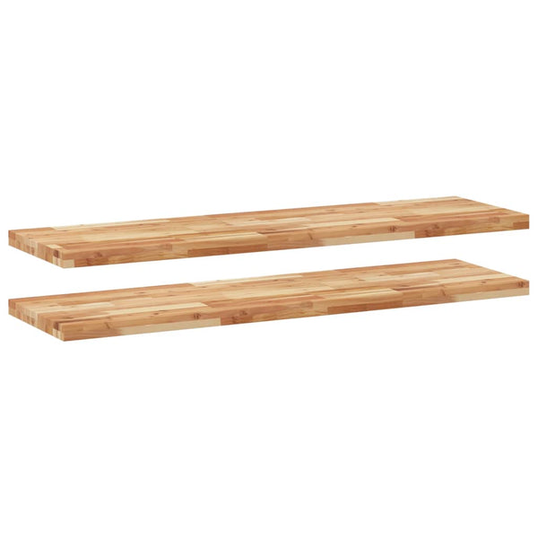 Akazie Massivholz Schweberegale 140 cm, 2er-Set