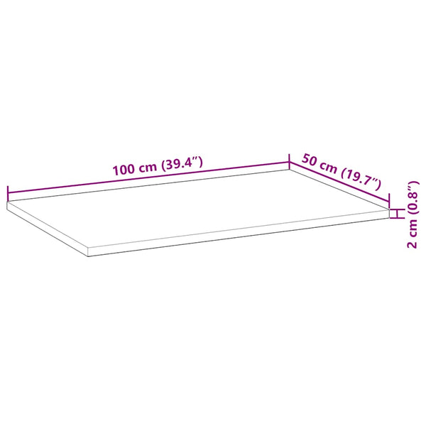 Massivholz Akazie Schreibtischplatte 100x50 cm