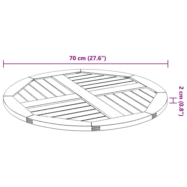 Akazie Tischplatte Rund Ø70cm