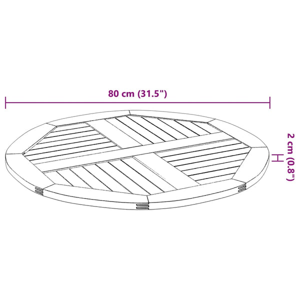 Akazie Tischplatte Rund Ø80cm