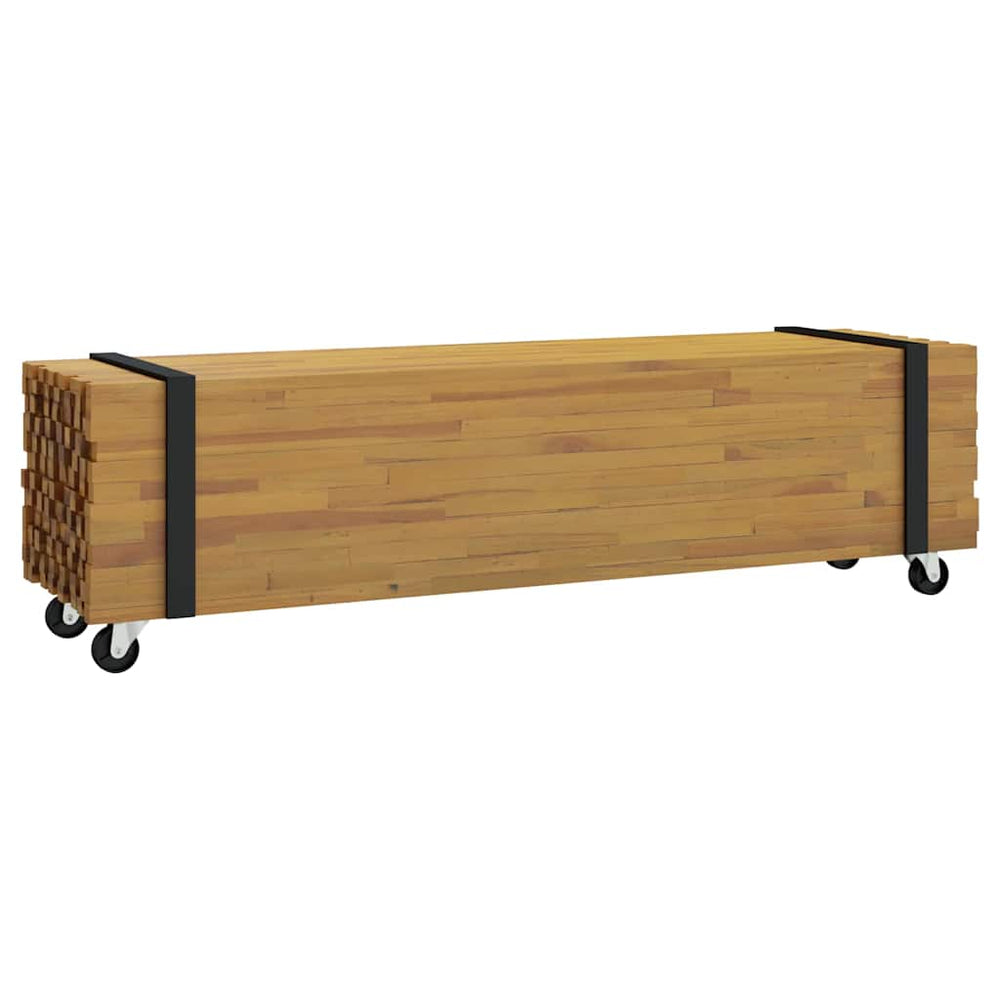 TV-Ständer Braun Teak Massivholz 110 cm