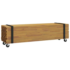 TV-Ständer Braun Teak Massivholz 110 cm