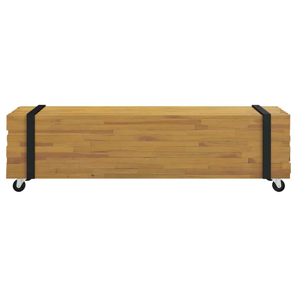 TV-Ständer Braun Teak Massivholz 110 cm