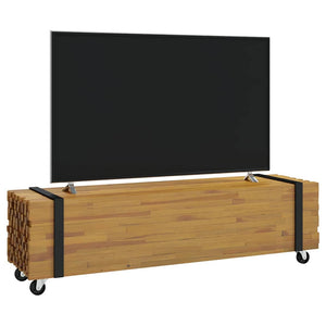 TV-Ständer Braun Teak Massivholz 110 cm